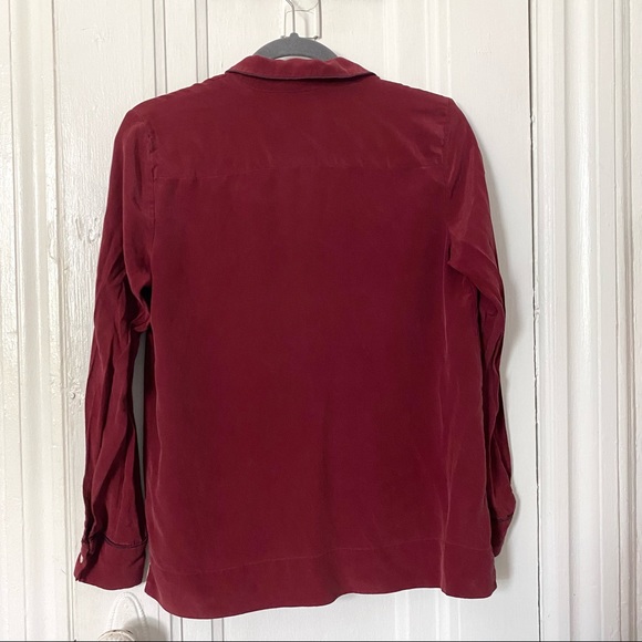 Everlane Piped Silk Notched Button Down Collared Shirt - Picture 4 of 10